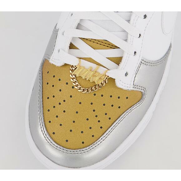 NEW Nike Dunk Low SE Shoes Gold White Silver DH4403 700 - SIZE 7 WOMEN / 5.5 MEN main image 10